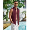 image:imageCOOFANDY Mens Summer Sleeveless Shirts Beach Knit Tank Top Button Up Casual Tank Shirt Vacation TopsWine Red