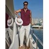 image:imageCOOFANDY Mens Summer Sleeveless Shirts Beach Knit Tank Top Button Up Casual Tank Shirt Vacation TopsWine Red