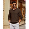 image:imageCOOFANDY Mens Sweater Long Sleeve Knitted Polo Textured Casual Pullover  Polo Collar Long Sleeve V Neck Cable Knit Texture SoftStretchWarm Regular Fit Fall ClothingAsh Brown