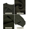 image:imageCOOFANDY Mens Sweater Long Sleeve Knitted Polo Textured Casual Pullover  Polo Collar Long Sleeve V Neck Cable Knit Texture SoftStretchWarm Regular Fit Fall ClothingArmy Green