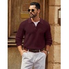 image:imageCOOFANDY Mens Sweater Long Sleeve Knitted Polo Textured Casual Pullover  Polo Collar Long Sleeve V Neck Cable Knit Texture SoftStretchWarm Regular Fit Fall ClothingWine Red