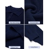 image:imageCOOFANDY Mens Sweater Long Sleeve Knitted Polo Textured Casual Pullover  Polo Collar Long Sleeve V Neck Cable Knit Texture SoftStretchWarm Regular Fit Fall ClothingNavy Blue