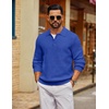 image:imageCOOFANDY Mens Sweater Long Sleeve Knitted Polo Textured Casual Pullover  Polo Collar Long Sleeve V Neck Cable Knit Texture SoftStretchWarm Regular Fit Fall ClothingGrey Blue