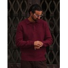 image:imageCOOFANDY Mens Sweater Long Sleeve Knitted Polo Textured Casual Pullover  Polo Collar Long Sleeve V Neck Cable Knit Texture SoftStretchWarm Regular Fit Fall ClothingWine Red