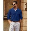 image:imageCOOFANDY Mens Sweater Long Sleeve Knitted Polo Textured Casual Pullover  Polo Collar Long Sleeve V Neck Cable Knit Texture SoftStretchWarm Regular Fit Fall ClothingDeep Blue