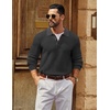 image:imageCOOFANDY Mens Sweater Long Sleeve Knitted Polo Textured Casual Pullover  Polo Collar Long Sleeve V Neck Cable Knit Texture SoftStretchWarm Regular Fit Fall ClothingDark Grey