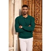 image:imageCOOFANDY Mens Sweater Long Sleeve Knitted Polo Textured Casual Pullover  Polo Collar Long Sleeve V Neck Cable Knit Texture SoftStretchWarm Regular Fit Fall ClothingGreen