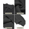 image:imageCOOFANDY Mens Sweater Long Sleeve Knitted Polo Textured Casual Pullover  Polo Collar Long Sleeve V Neck Cable Knit Texture SoftStretchWarm Regular Fit Fall ClothingDark Grey