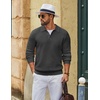 image:imageCOOFANDY Mens Sweater Long Sleeve Knitted Polo Textured Casual Pullover  Polo Collar Long Sleeve V Neck Cable Knit Texture SoftStretchWarm Regular Fit Fall ClothingDark Grey