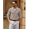 image:imageCOOFANDY Mens Sweater Long Sleeve Knitted Polo Textured Casual Pullover  Polo Collar Long Sleeve V Neck Cable Knit Texture SoftStretchWarm Regular Fit Fall ClothingKhaki