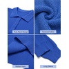 image:imageCOOFANDY Mens Sweater Long Sleeve Knitted Polo Textured Casual Pullover  Polo Collar Long Sleeve V Neck Cable Knit Texture SoftStretchWarm Regular Fit Fall ClothingGrey Blue