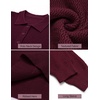 image:imageCOOFANDY Mens Sweater Long Sleeve Knitted Polo Textured Casual Pullover  Polo Collar Long Sleeve V Neck Cable Knit Texture SoftStretchWarm Regular Fit Fall ClothingWine Red