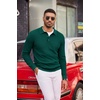 image:imageCOOFANDY Mens Sweater Long Sleeve Knitted Polo Textured Casual Pullover  Polo Collar Long Sleeve V Neck Cable Knit Texture SoftStretchWarm Regular Fit Fall ClothingGreen