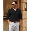 image:imageCOOFANDY Mens Sweater Long Sleeve Knitted Polo Textured Casual Pullover  Polo Collar Long Sleeve V Neck Cable Knit Texture SoftStretchWarm Regular Fit Fall ClothingBlack
