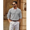image:imageCOOFANDY Mens Sweater Long Sleeve Knitted Polo Textured Casual Pullover  Polo Collar Long Sleeve V Neck Cable Knit Texture SoftStretchWarm Regular Fit Fall ClothingLight Grey