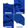 image:imageCOOFANDY Mens Sweater Long Sleeve Knitted Polo Textured Casual Pullover  Polo Collar Long Sleeve V Neck Cable Knit Texture SoftStretchWarm Regular Fit Fall ClothingDeep Blue