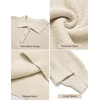 image:imageCOOFANDY Mens Sweater Long Sleeve Knitted Polo Textured Casual Pullover  Polo Collar Long Sleeve V Neck Cable Knit Texture SoftStretchWarm Regular Fit Fall ClothingLight Khaki