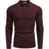 image:imageCOOFANDY Mens Sweater Long Sleeve Knitted Polo Textured Casual Pullover  Polo Collar Long Sleeve V Neck Cable Knit Texture SoftStretchWarm Regular Fit Fall ClothingBrown