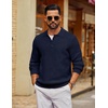 image:imageCOOFANDY Mens Sweater Long Sleeve Knitted Polo Textured Casual Pullover  Polo Collar Long Sleeve V Neck Cable Knit Texture SoftStretchWarm Regular Fit Fall ClothingNavy Blue