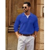 image:imageCOOFANDY Mens Sweater Long Sleeve Knitted Polo Textured Casual Pullover  Polo Collar Long Sleeve V Neck Cable Knit Texture SoftStretchWarm Regular Fit Fall ClothingGrey Blue