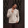 image:imageCOOFANDY Mens Sweater Long Sleeve Knitted Polo Textured Casual Pullover  Polo Collar Long Sleeve V Neck Cable Knit Texture SoftStretchWarm Regular Fit Fall ClothingKhaki