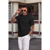 image:imageCOOFANDY Mens TShirt Short Sleeve Crew Neck Textured Shirts Classic Knit Pullover TeesBlack