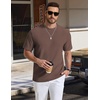 image:imageCOOFANDY Mens TShirt Short Sleeve Crew Neck Textured Shirts Classic Knit Pullover TeesBrown