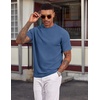 image:imageCOOFANDY Mens TShirt Short Sleeve Crew Neck Textured Shirts Classic Knit Pullover TeesCaptains Blue