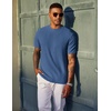 image:imageCOOFANDY Mens TShirt Short Sleeve Crew Neck Textured Shirts Classic Knit Pullover TeesCaptains Blue