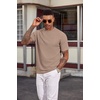 image:imageCOOFANDY Mens TShirt Short Sleeve Crew Neck Textured Shirts Classic Knit Pullover TeesKhaki