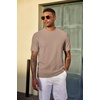 image:imageCOOFANDY Mens TShirt Short Sleeve Crew Neck Textured Shirts Classic Knit Pullover TeesKhaki