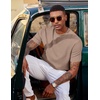 image:imageCOOFANDY Mens TShirt Short Sleeve Crew Neck Textured Shirts Classic Knit Pullover TeesKhaki