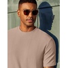 image:imageCOOFANDY Mens TShirt Short Sleeve Crew Neck Textured Shirts Classic Knit Pullover TeesKhaki