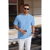 image:imageCOOFANDY Mens TShirt Short Sleeve Crew Neck Textured Shirts Classic Knit Pullover TeesLight Blue