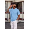 image:imageCOOFANDY Mens TShirt Short Sleeve Crew Neck Textured Shirts Classic Knit Pullover TeesLight Blue
