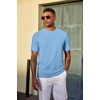 image:imageCOOFANDY Mens TShirt Short Sleeve Crew Neck Textured Shirts Classic Knit Pullover TeesLight Blue
