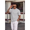 image:imageCOOFANDY Mens TShirt Short Sleeve Crew Neck Textured Shirts Classic Knit Pullover TeesLight Grey