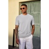 image:imageCOOFANDY Mens TShirt Short Sleeve Crew Neck Textured Shirts Classic Knit Pullover TeesLight Grey
