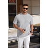 image:imageCOOFANDY Mens TShirt Short Sleeve Crew Neck Textured Shirts Classic Knit Pullover TeesLight Grey