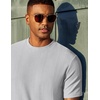 image:imageCOOFANDY Mens TShirt Short Sleeve Crew Neck Textured Shirts Classic Knit Pullover TeesLight Grey