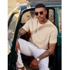 image:imageCOOFANDY Mens TShirt Short Sleeve Crew Neck Textured Shirts Classic Knit Pullover TeesLight Khaki