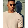 image:imageCOOFANDY Mens TShirt Short Sleeve Crew Neck Textured Shirts Classic Knit Pullover TeesLight Khaki