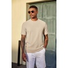 image:imageCOOFANDY Mens TShirt Short Sleeve Crew Neck Textured Shirts Classic Knit Pullover TeesLight Khaki