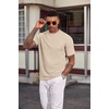 image:imageCOOFANDY Mens TShirt Short Sleeve Crew Neck Textured Shirts Classic Knit Pullover TeesLight Khaki