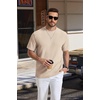 image:imageCOOFANDY Mens TShirt Short Sleeve Crew Neck Textured Shirts Classic Knit Pullover TeesLight Khaki