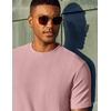 image:imageCOOFANDY Mens TShirt Short Sleeve Crew Neck Textured Shirts Classic Knit Pullover TeesPink
