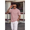 image:imageCOOFANDY Mens TShirt Short Sleeve Crew Neck Textured Shirts Classic Knit Pullover TeesPink