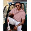 image:imageCOOFANDY Mens TShirt Short Sleeve Crew Neck Textured Shirts Classic Knit Pullover TeesPink