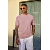 image:imageCOOFANDY Mens TShirt Short Sleeve Crew Neck Textured Shirts Classic Knit Pullover TeesPink