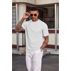 image:imageCOOFANDY Mens TShirt Short Sleeve Crew Neck Textured Shirts Classic Knit Pullover TeesWhite